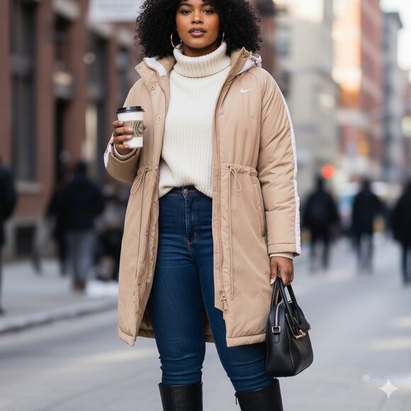 Nike Sportswear Essential Insulated Tan and White Jacket - Picture 1 of 15